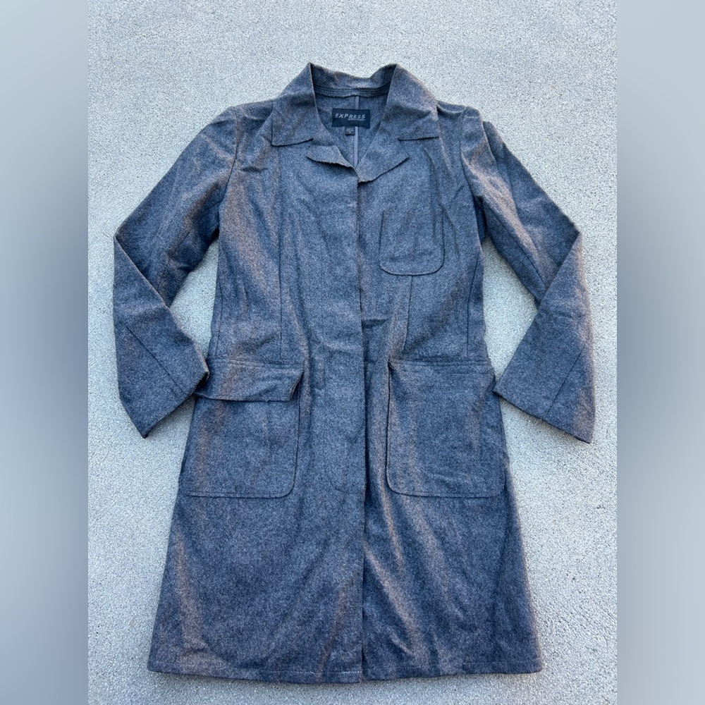 Express Deconstructed Wool Blend Long Trench Size Small Vintage